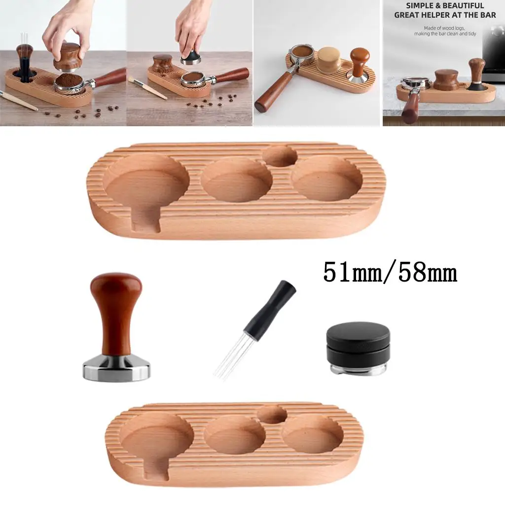 Coffee  Stand, Manual 4 Slots   Wooden 51mm, 58mm Base Organization Tools for  Maker Cafe kitchen and home