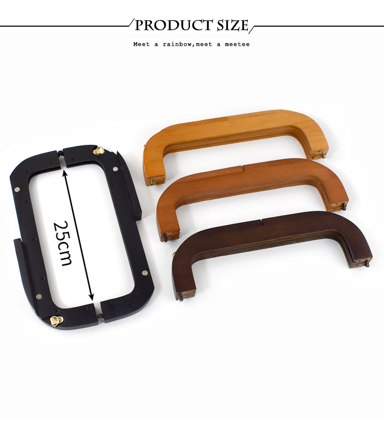 Deepeel 25*8.5cm Square Wooden Bag Handle Kiss Clasp Handbag Purse Frame Closure DIY Handmade Wallet Sewing Brackets Supply