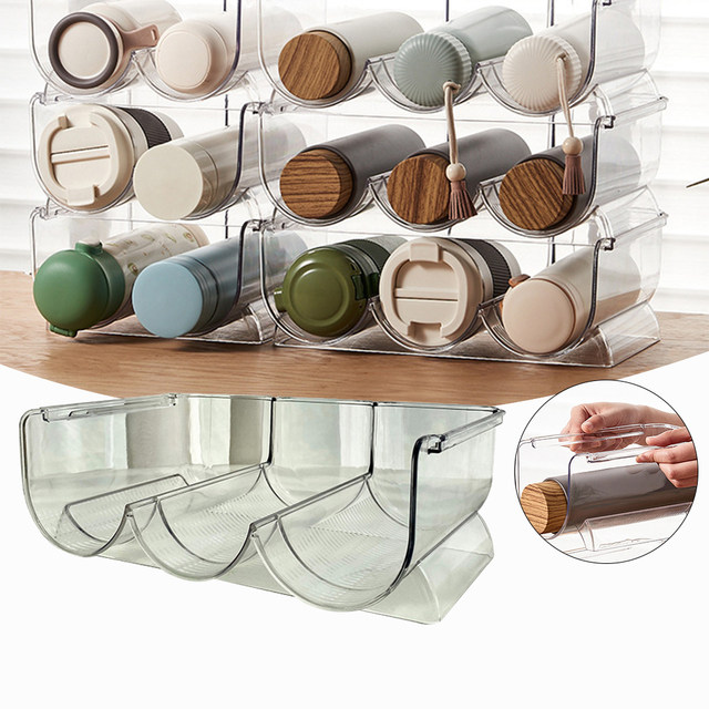 boailydi Water Bottle Organizer, Stackable Kitchen Cabinet Organizer, Acrylic Water Bottle Storage Holder Rack for Pantry Organizers and Storage, Drink