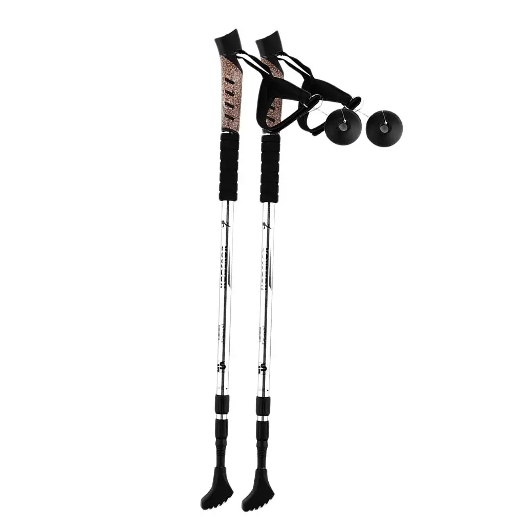 2pcs Folding Trekking Walking Hiking Sticks Poles Camping Cane Bag