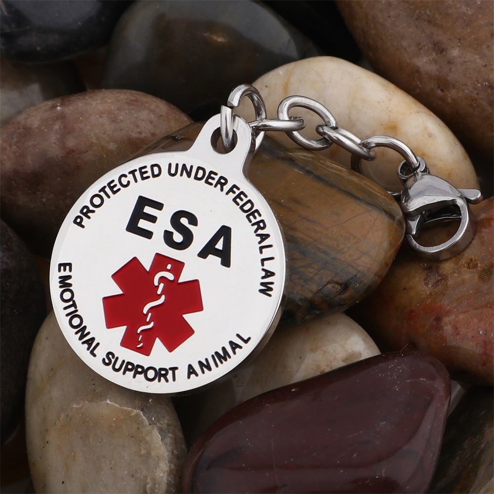 Emotionale Unterstützung Tier (ESA) rot Medical Alert Symbol und Geschützt Durch Bundesgesetz ID Tag Hummer Keychain oder Keyring Geschenke – Detail 3