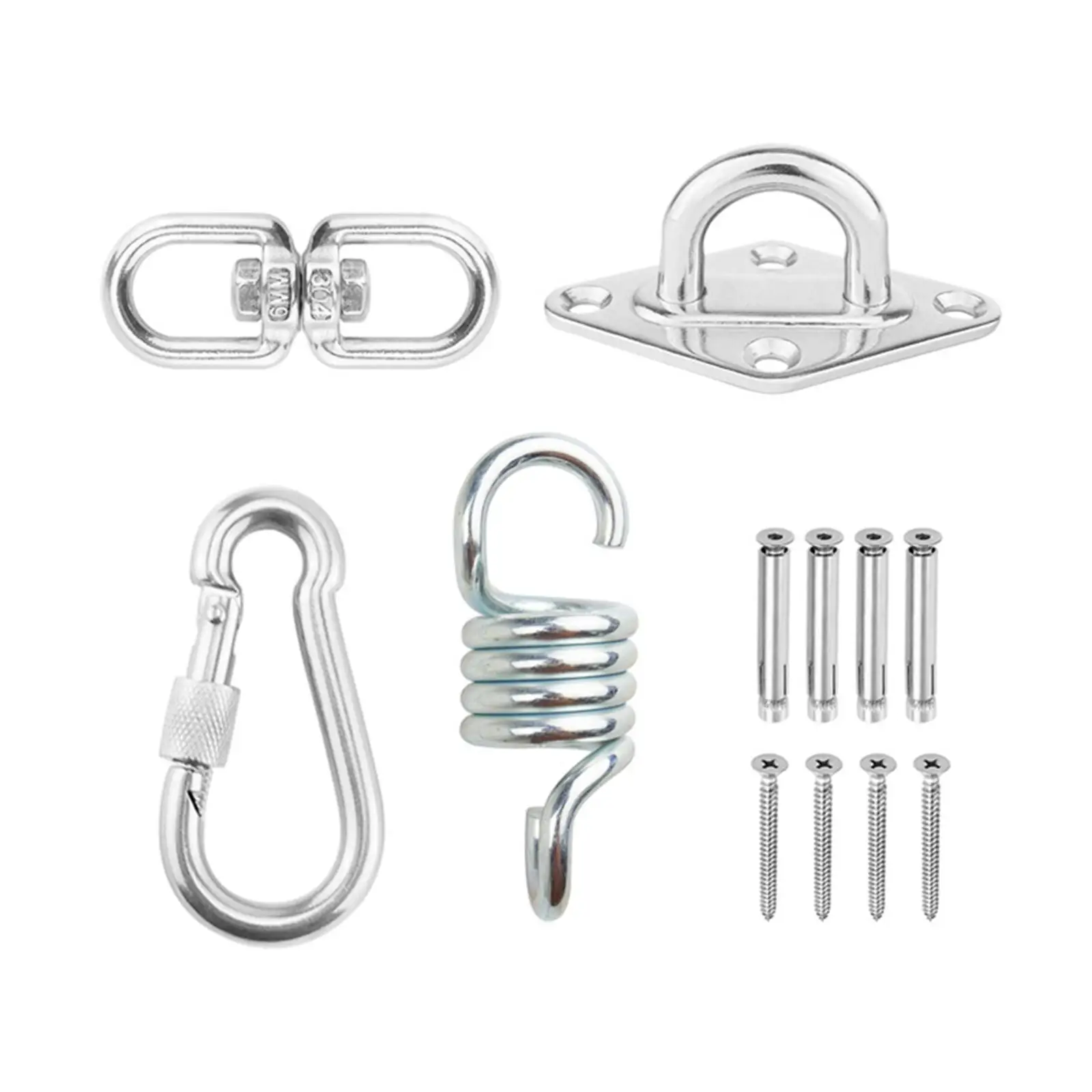 Hammock Chair Hanging Kit Stainless Steel Heavy Duty Good Weight Bearing 500lbs Sturdy Carabiner and Screws Ceiling Hook Hanger