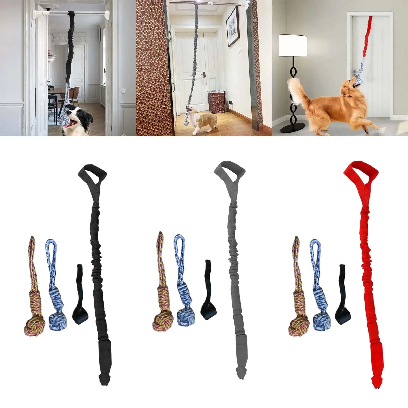 Dog Outdoor Bungee Hanging Toy Door Hanging Tug Toy Chew Rope Toy Tether