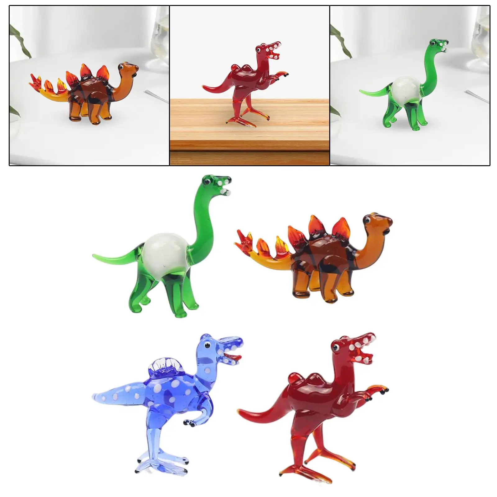 Glass Dinosaur Tiny Smooth Lines Wide Applications Outdoors Indoors Decoration Mini Figurines Cute Art Craft Room Decor Delicate
