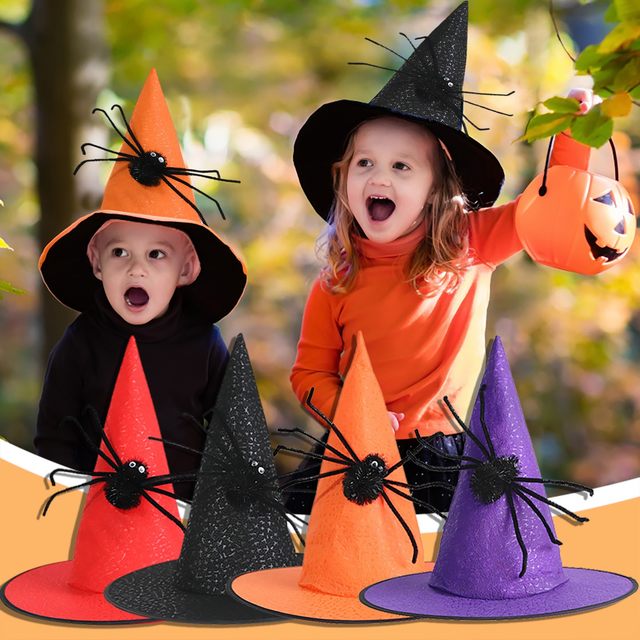 Purple Witch Hat Halloween Costumes for Kids Women Fancy Dress Prop Modern Witch Hats Accessory