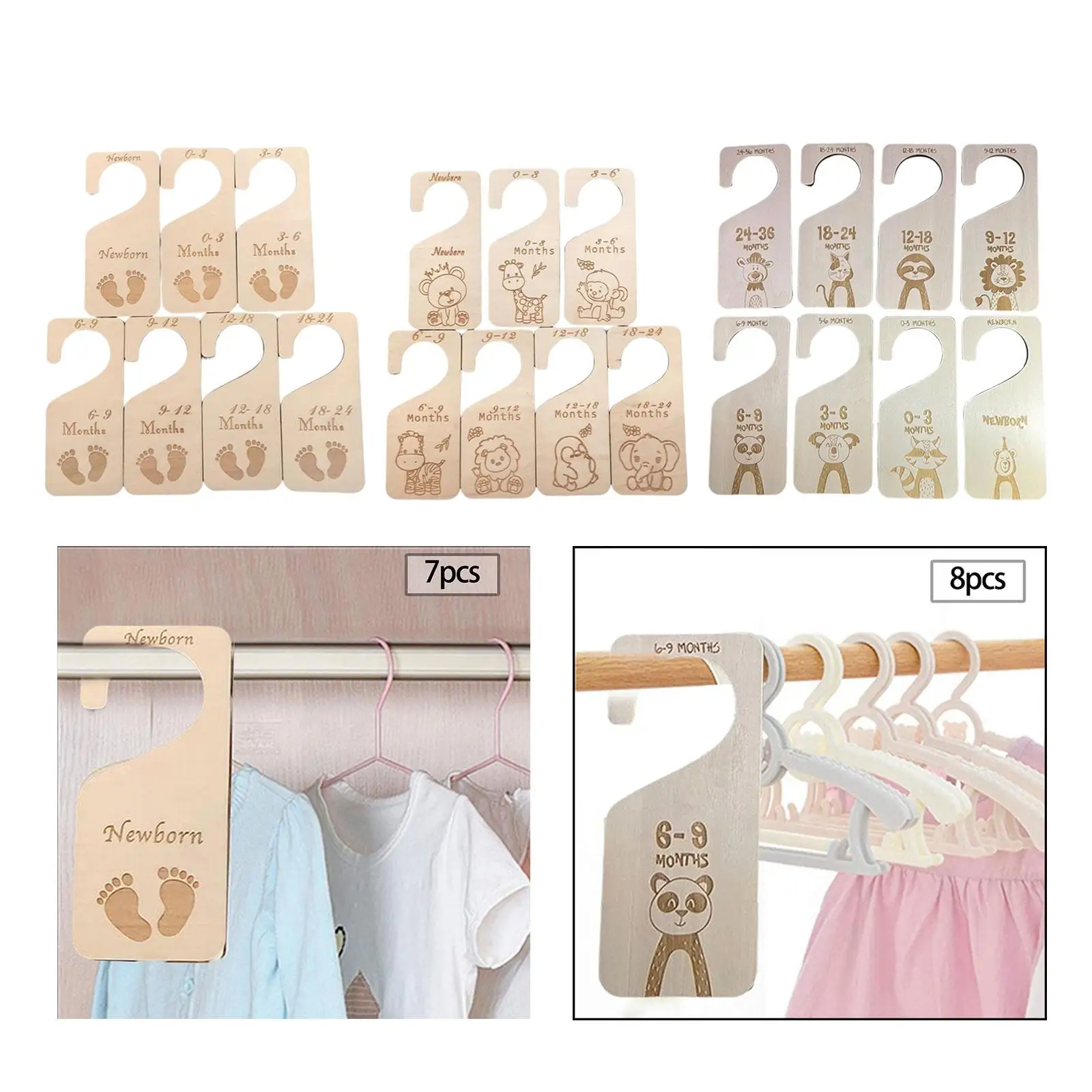 7Pcs Baby Closet Dividers Organizer Infant Wardrobe Divider Label Closet Baby Size Dividers for Daily Use Bedroom New Mom Gift