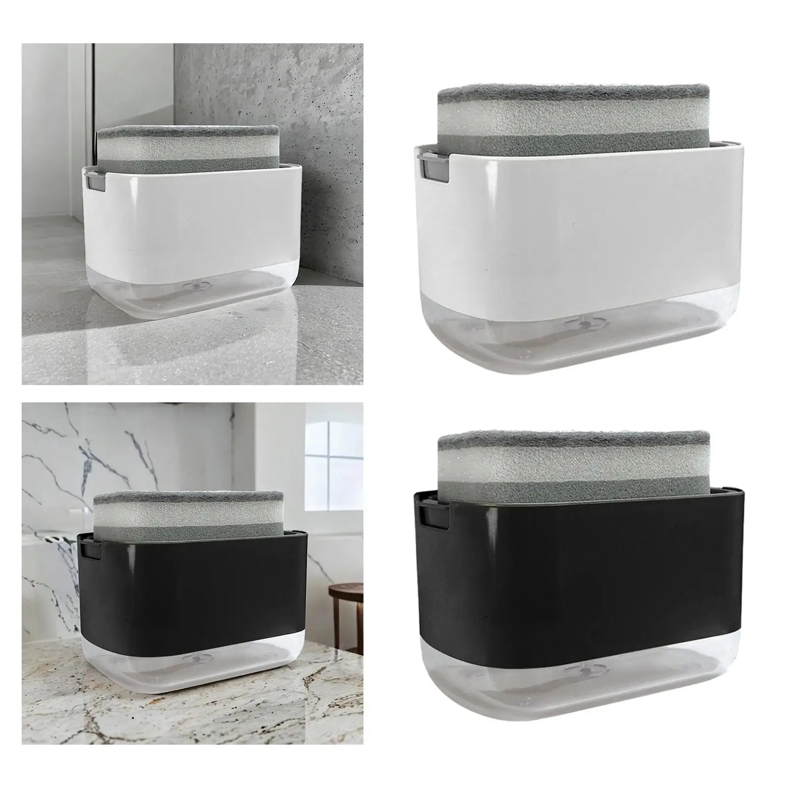 Dish Soap Dispenser with Sponge Holder Sink Organizer Farmhouse Decor Premium Quality Kitchen Sink Dishwashing Soap Dispenser
