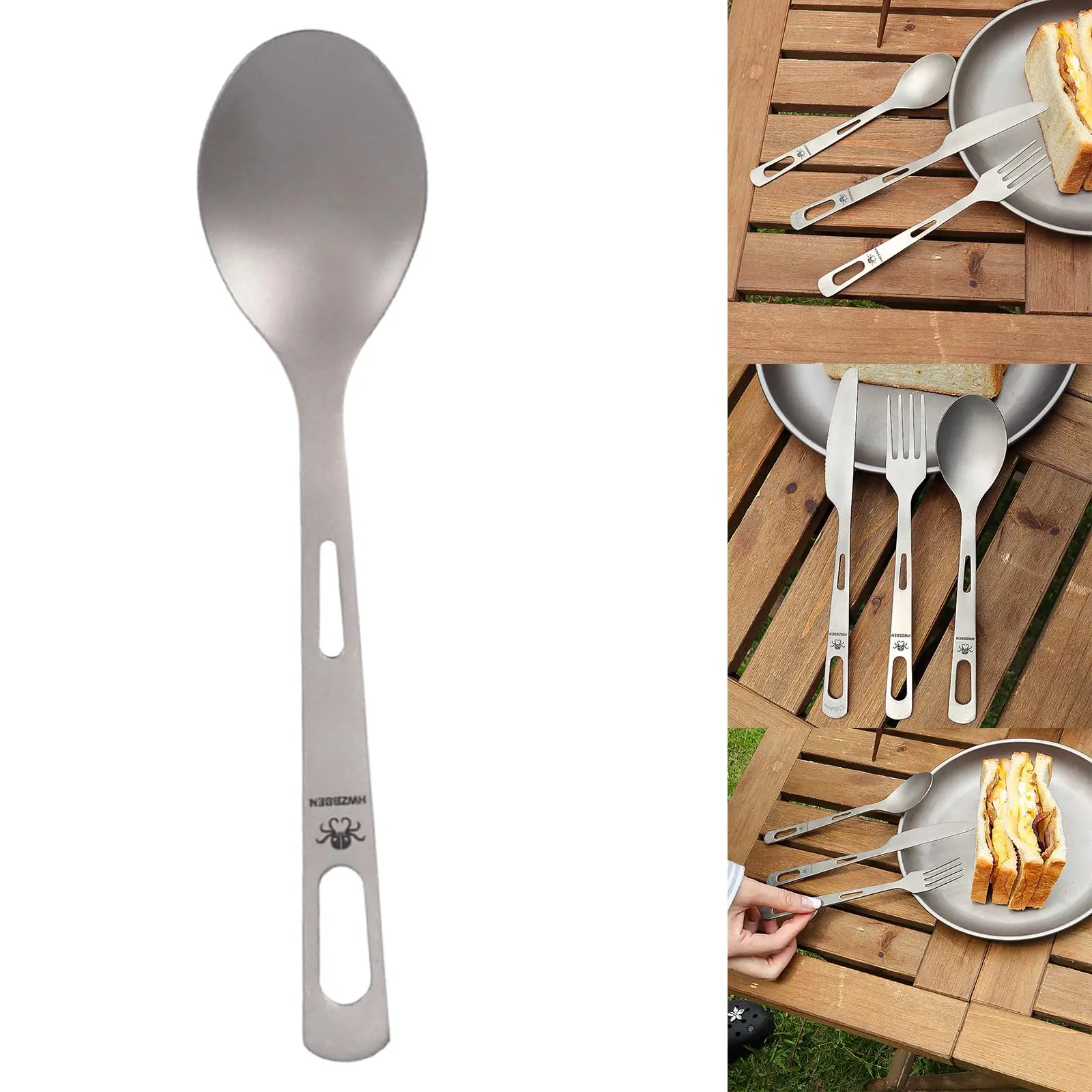 Lightweight Titanium Spoon Camping Flatware Utensil Dinnerware for Home Use