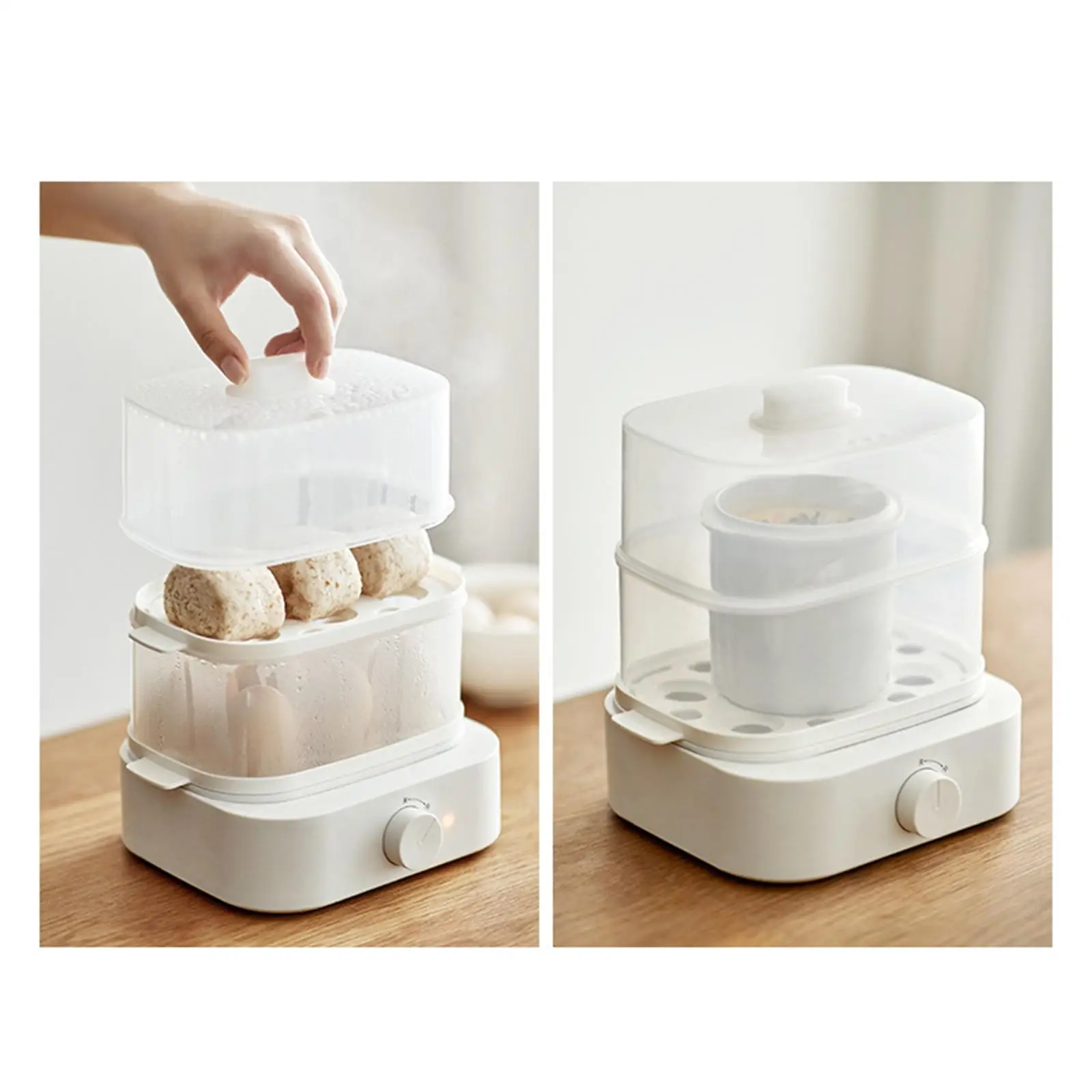 Double Layer Egg Boiler Breakfast Machine Egg Cooker for Travel Appliances Vegetables