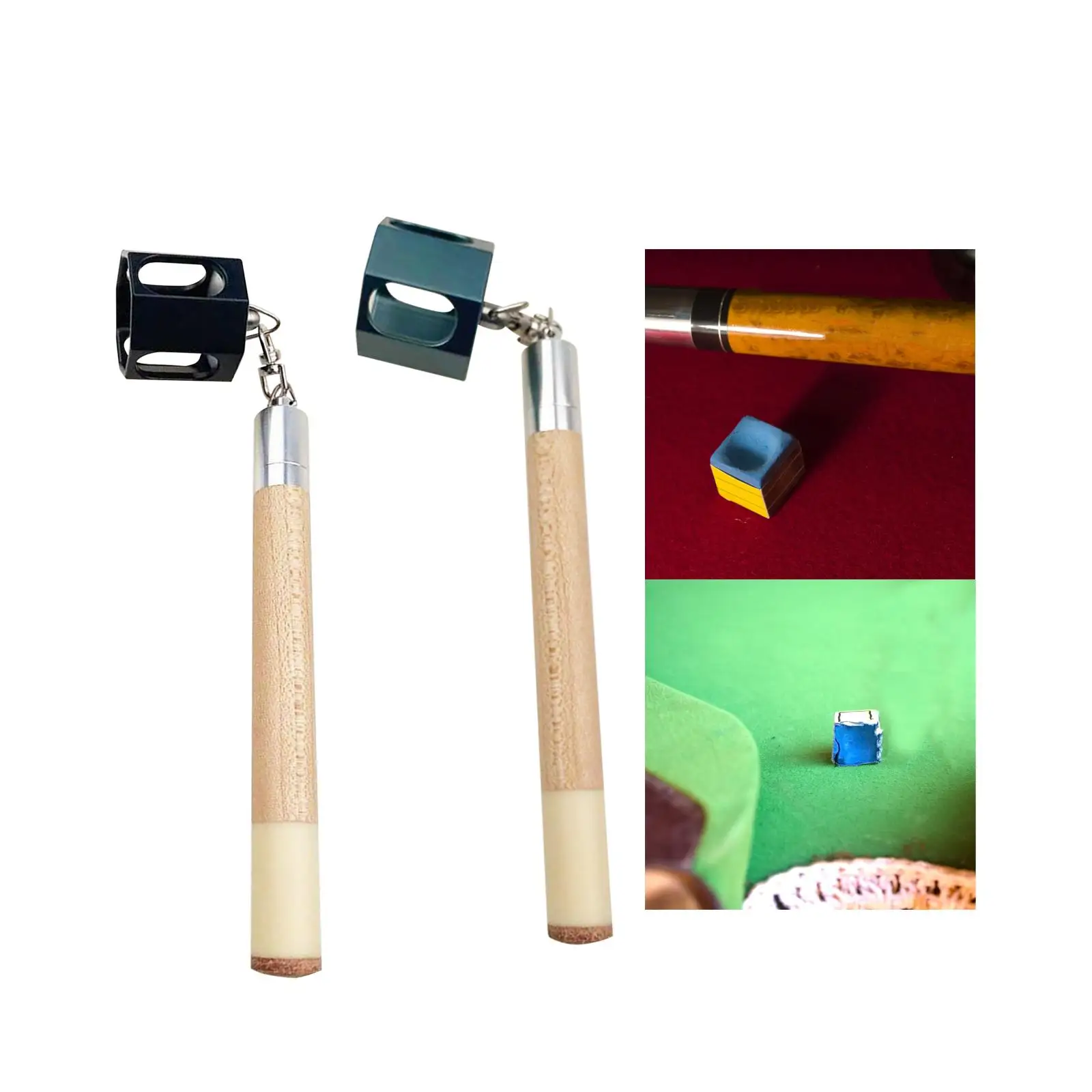 Billiards Snooker Pool Cue Chalk Holder Portable 2 in 1 Pocket Chalkers Cup Holders Scuffer Tacker 