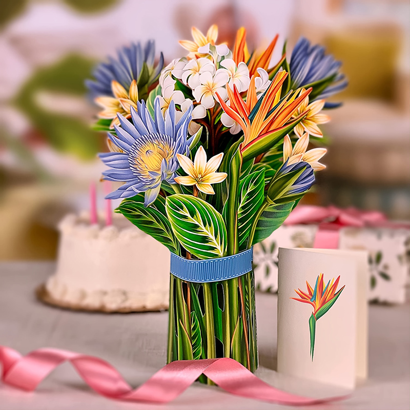 Cartes Pop-up En Papier 3D En Fore De Bouquet De Fleurs - 30,5 C