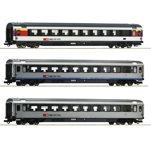 鉄道模型 HO ROCO 45915 スイス SBB 客車×2、荷物車×1 鉄道模型 HO