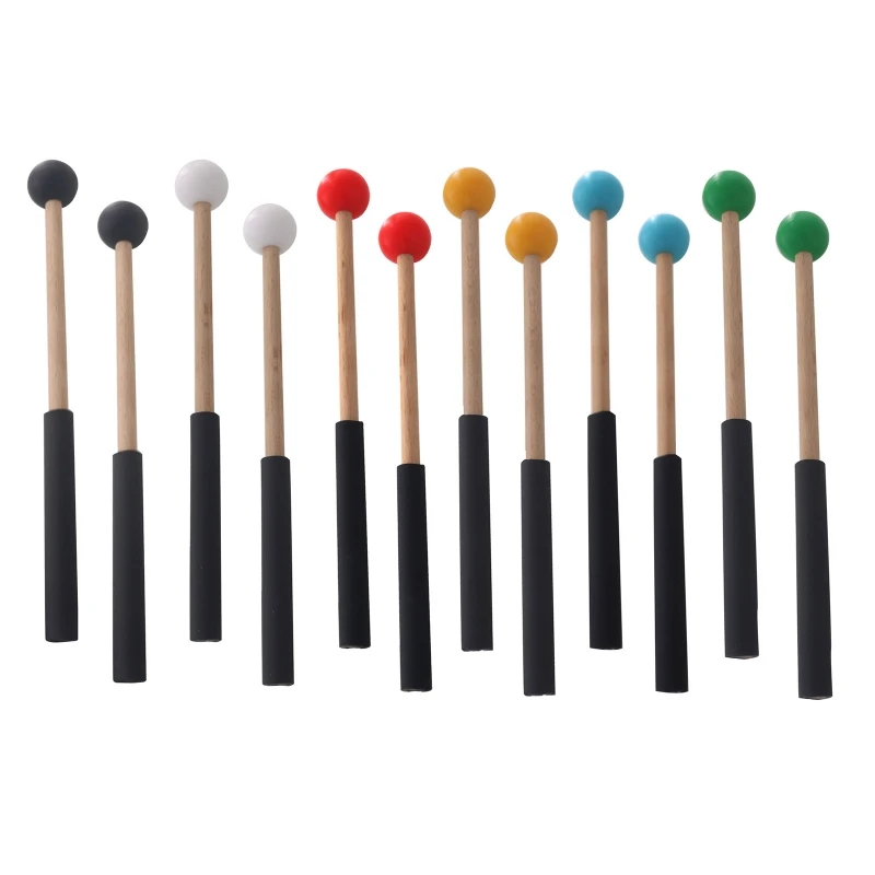 EXCEART Bell Mallets Keyboard Marimba Mallets Glockenspiel Sticks Kids Wooden Drumsticks Silicone Mallets Sticks for Energy Chime Xylophone Wood Block 