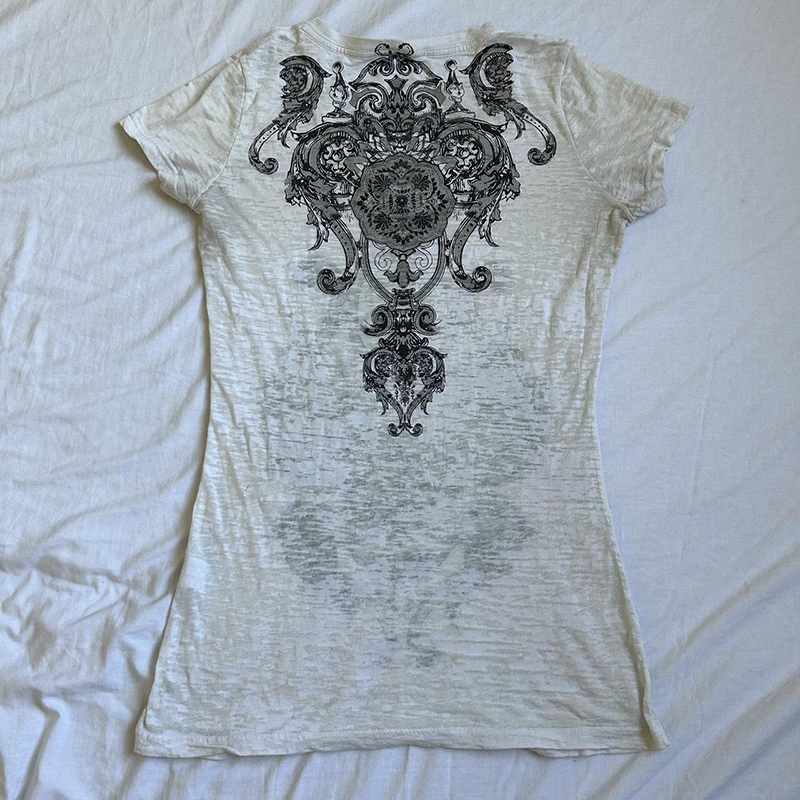 camiseta com decote V, top emo, vintage,