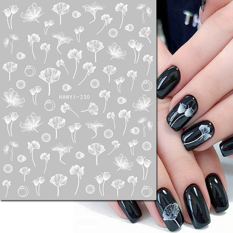 Best of 3d Nail Art Decals Elegant White Lotus Flowers Leaves Adhesive Sliders Nail Stickers Decoration For Nail Tips Manicure Reviews & Tips