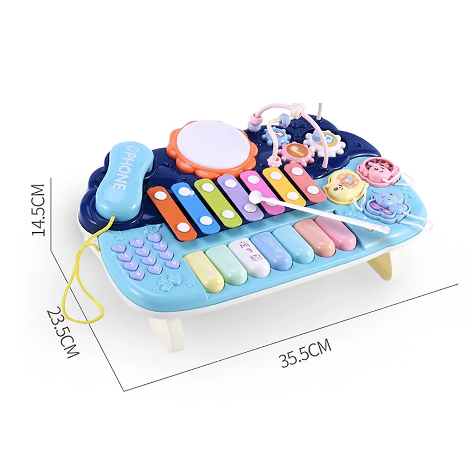 Musical Instruments Toys, Electronic Piano Keyboard Xylophone Drum Blue