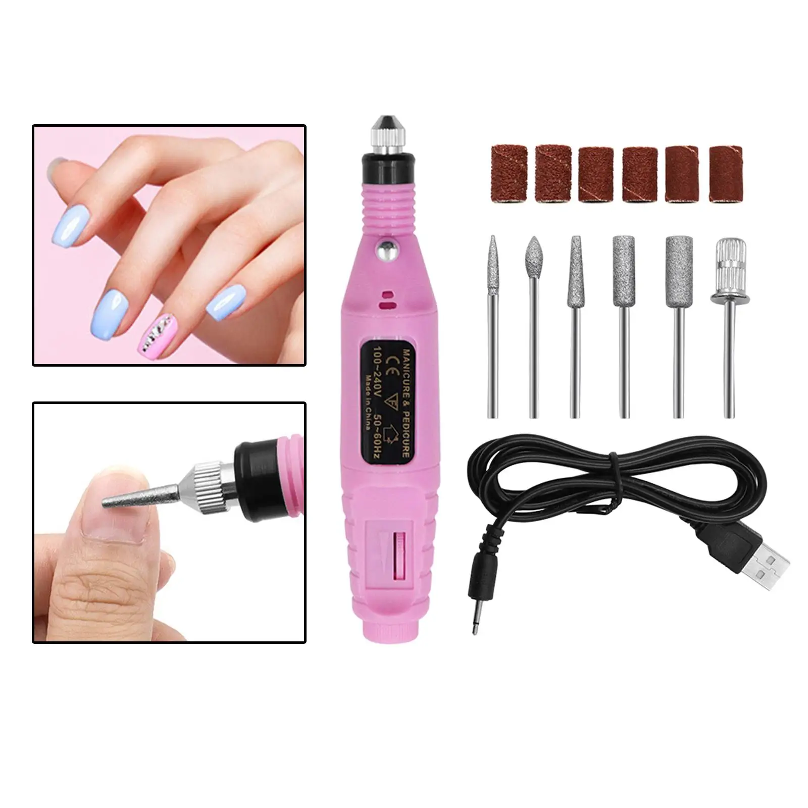 2000RPM Portable Nail Drill Pen Polish Machine Sander Polisher Changeable Drills for Beginners Salon Engraving Finger Toe Care