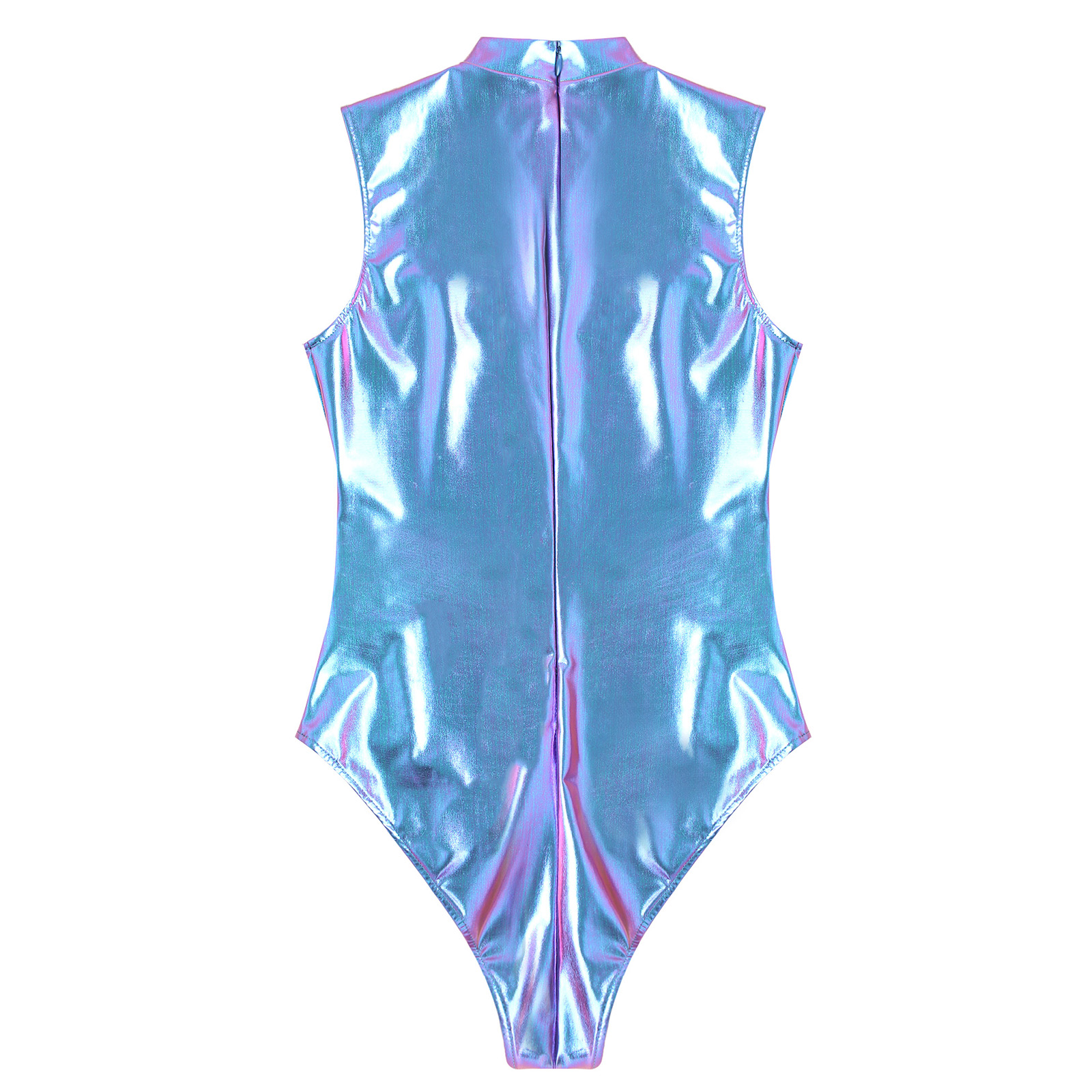 Frauen Pole Dance Bodysuit metallisch glänzend Ausschnitt Reiß verschluss Trikot Nachtclub Party Bühne Performance Kostüm Pool Strand Bade bekleidung – Detail 34