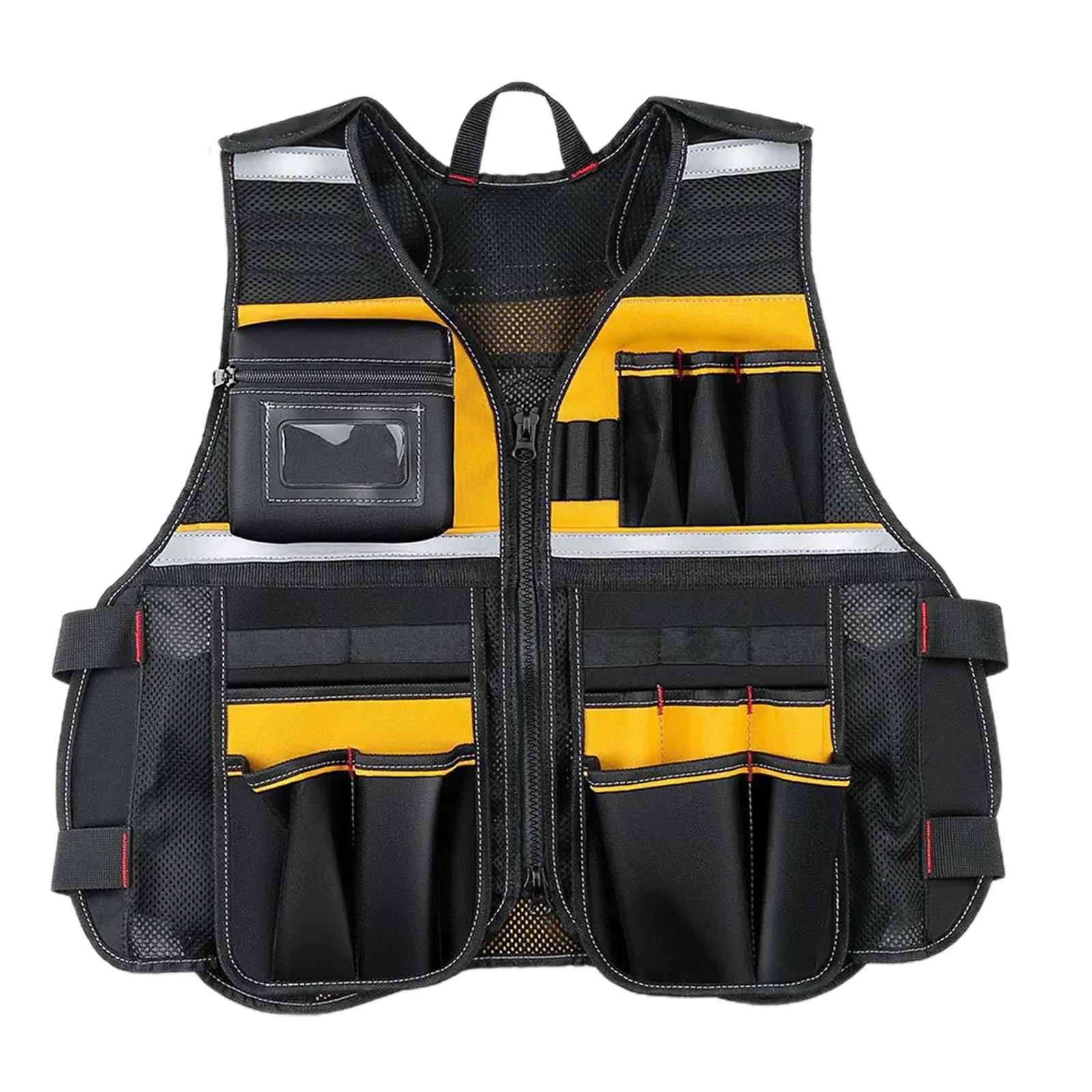 Tool Vest with Pockets Fishing Tool Pouch Universal Safety Vest Adjustable for Construction Worker Electricians Fishing Unisex