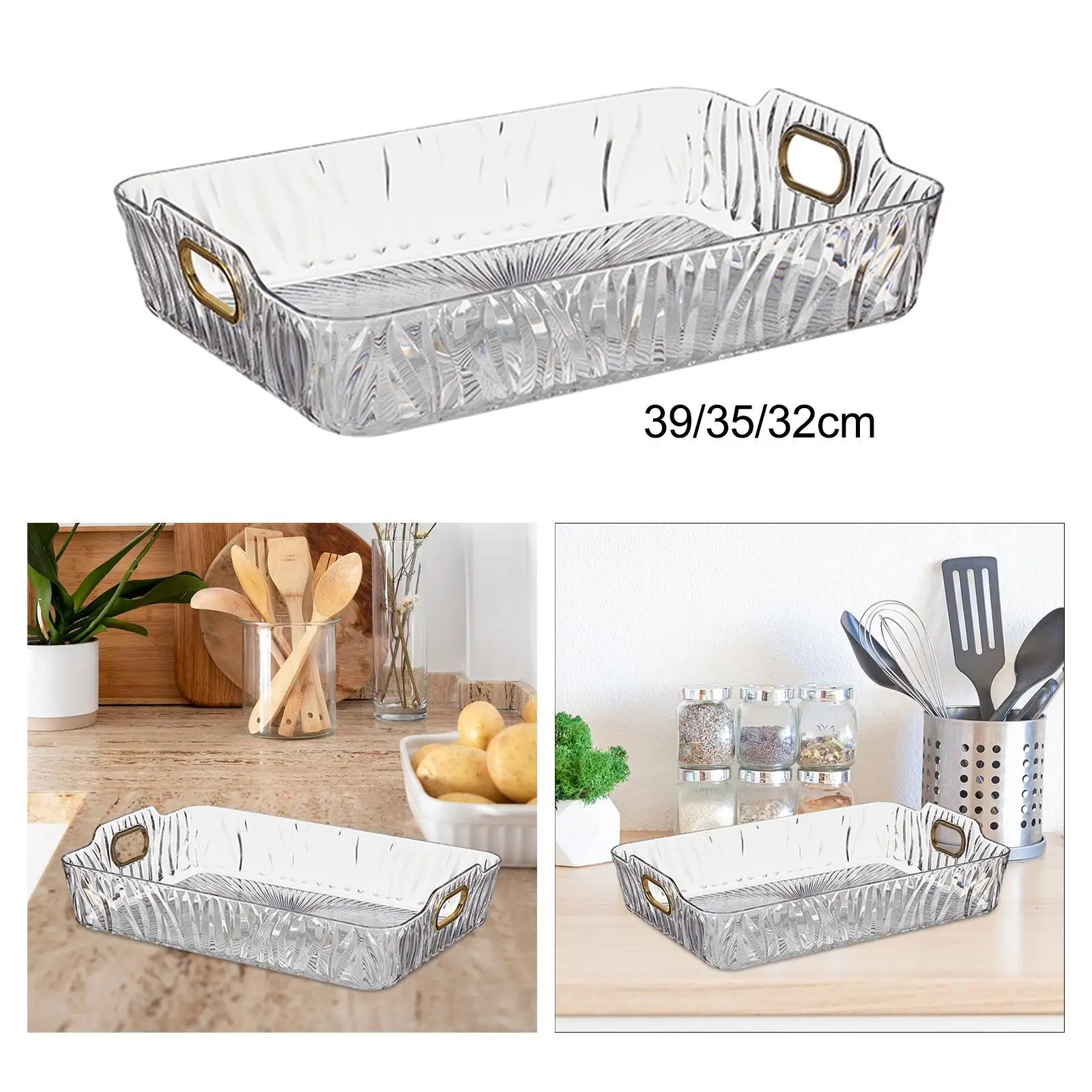 Rectangle Serving Tray Bathroom Vanity Organizer Fruit Plate for Kitchen Tabletop Living Room Bedroom Bathroom Candy Snacks Nuts