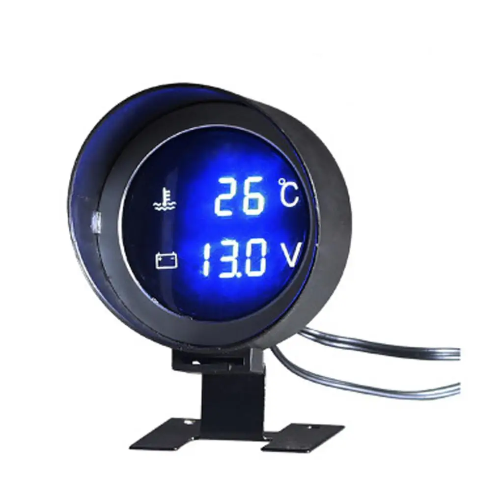 2xDC 12V / 24V Car LCD Digital Voltmeter Water Temperature Display Meter with