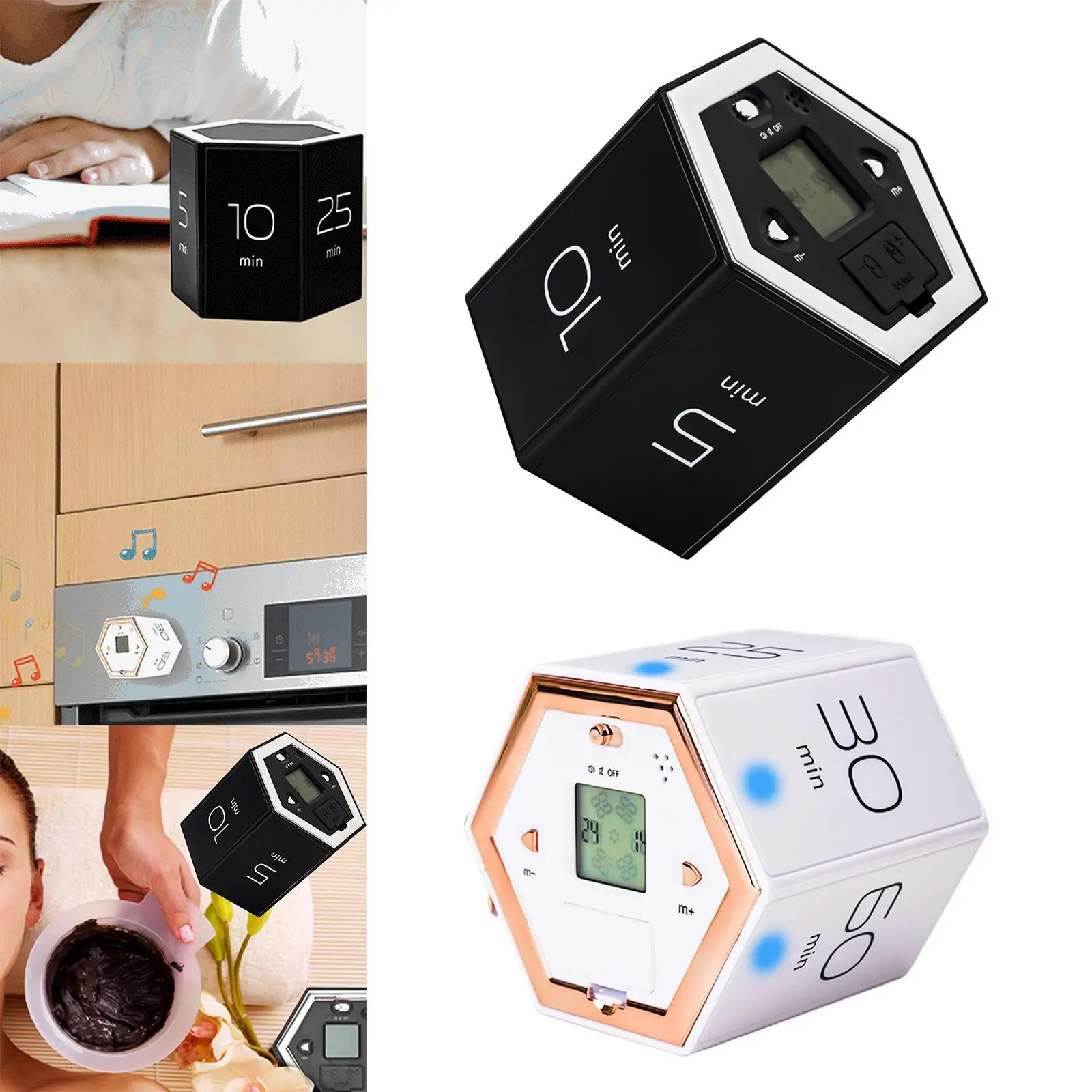 Hexagon Timer LED Display Kitchen Timer Digital for Office Baking Adults