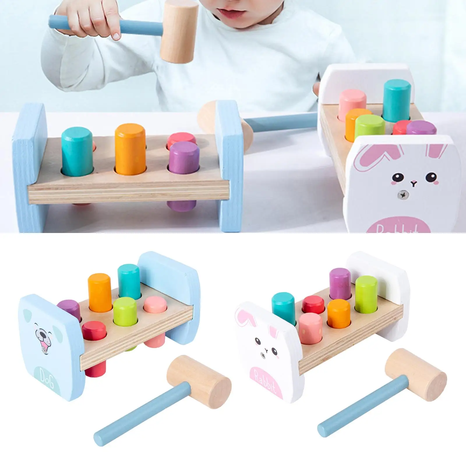 Wooden Pounding Educational Activity Toys for Ages 3+ Kids