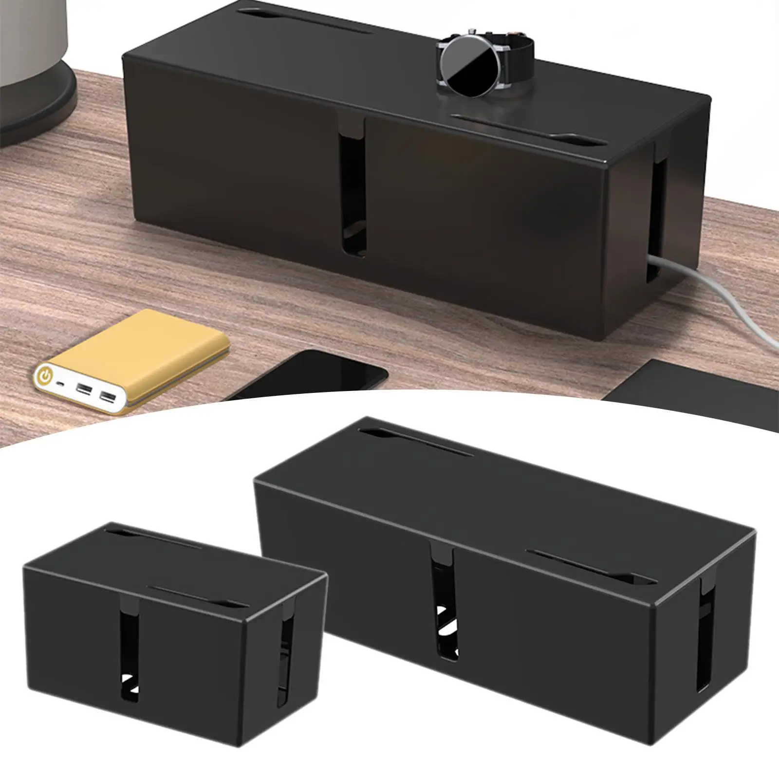 Cable Organizer Box Hide Wires & Power Strip Desk Cable Management solution Cord Organization Power Strip Box for Desk Home TV