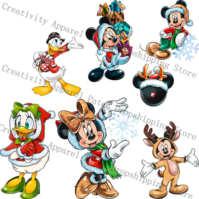 Christmas Mickey Mouse Donald Duck Fusible Patch for Clothing