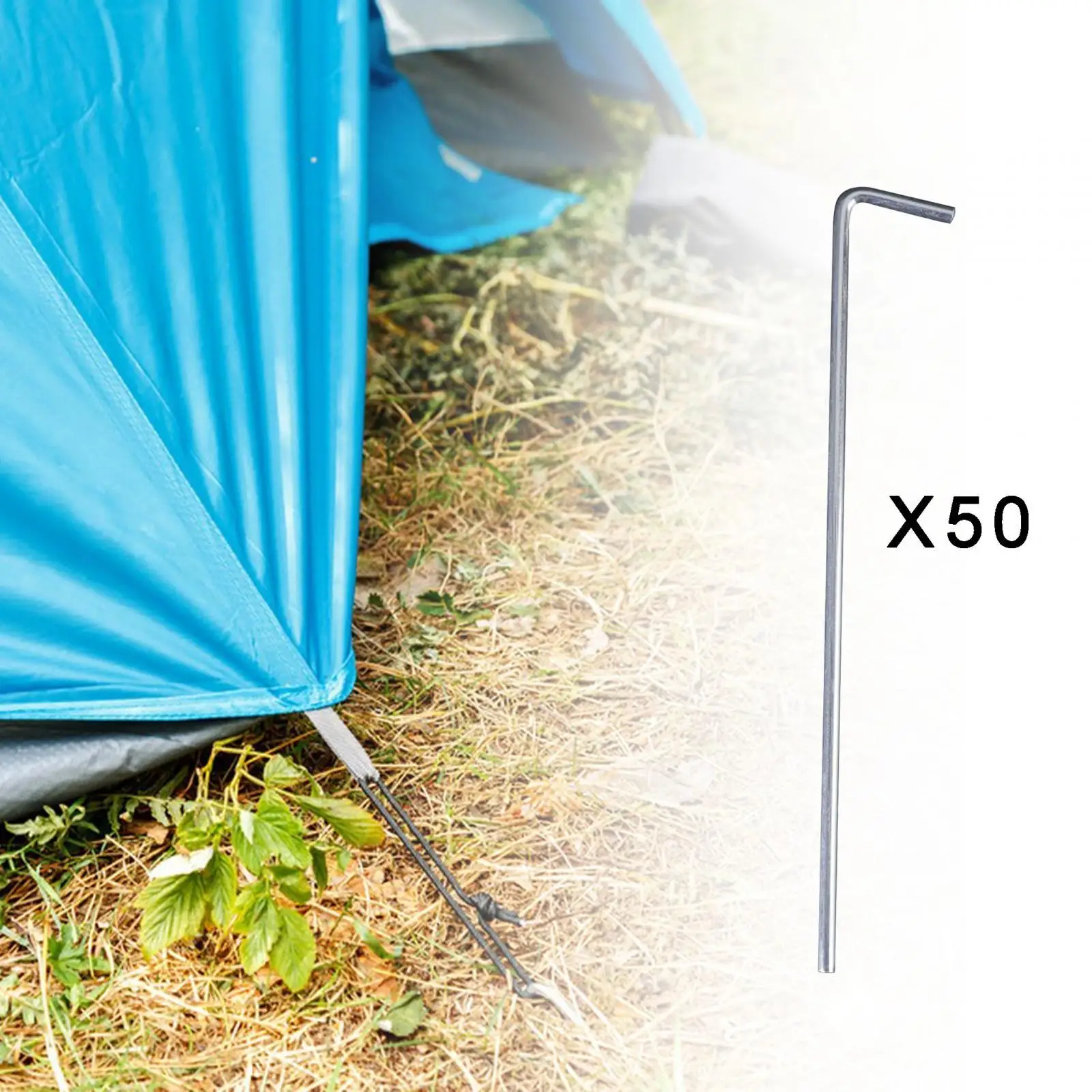 50Pcs Tent Pegs 20cm Garden Stakes Nails Aluminum Alloy Accessory Heavy Duty