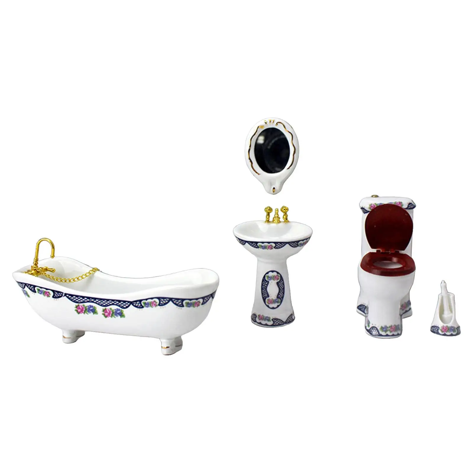 5 Pieces 1:6 Doll Dollhouse Bathroom Accessories Life Scene Scenery Supplies