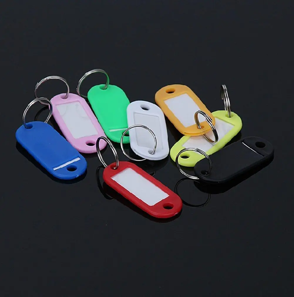 30x Assorted Colors Plastic Keychain Rings ID Luggage Name Tag