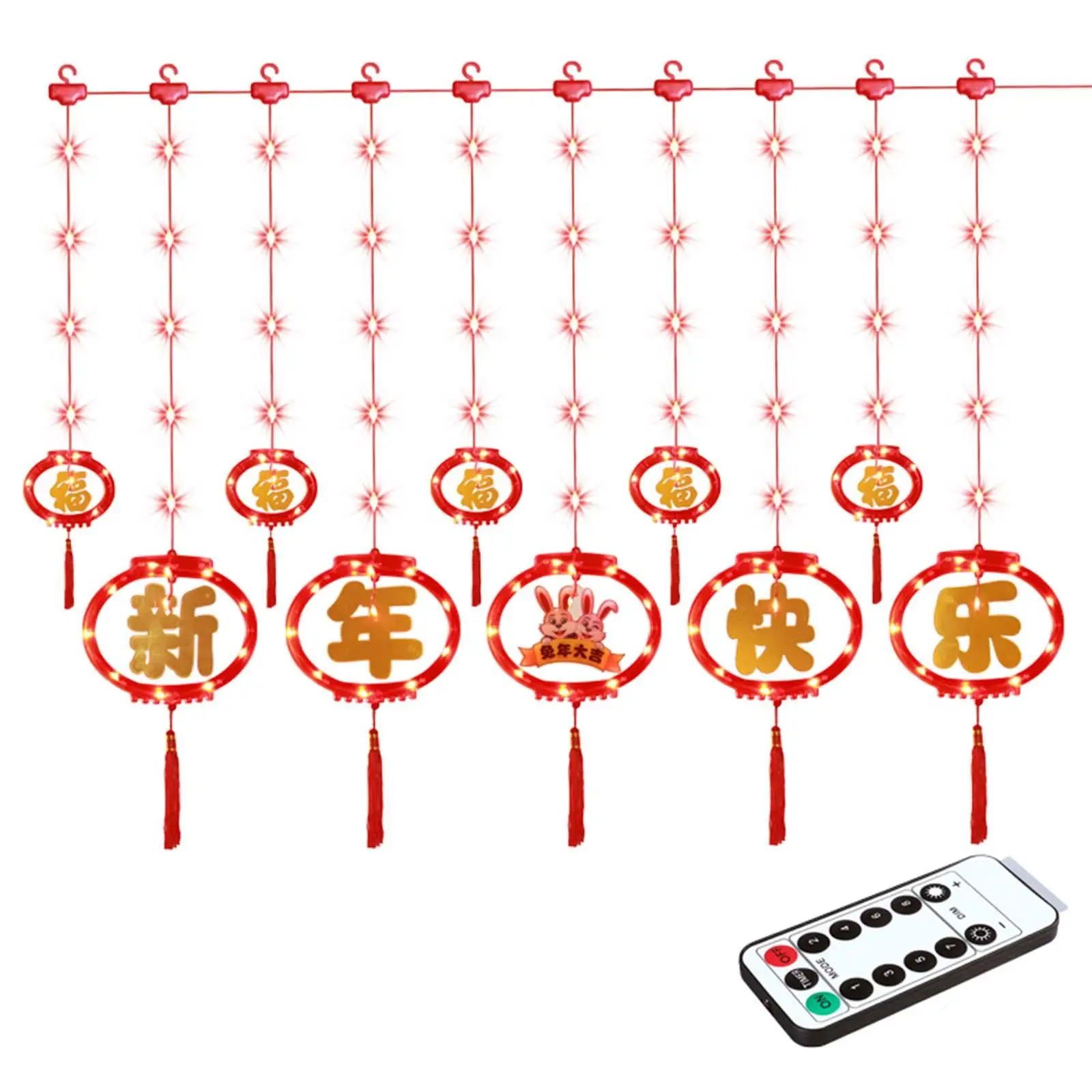 LED Chinese String Light Remote Control Ornament Hanging Lighting Lamp for Home Living Room Garden Decor