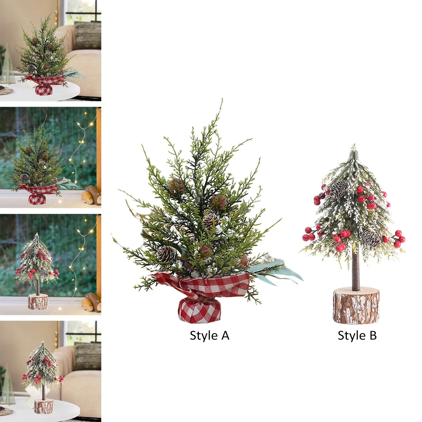 Artificial Mini Christmas Tree Realistic Decorative Home Decor Christmas Ornament for Shelf Office Holiday Fireplace Party