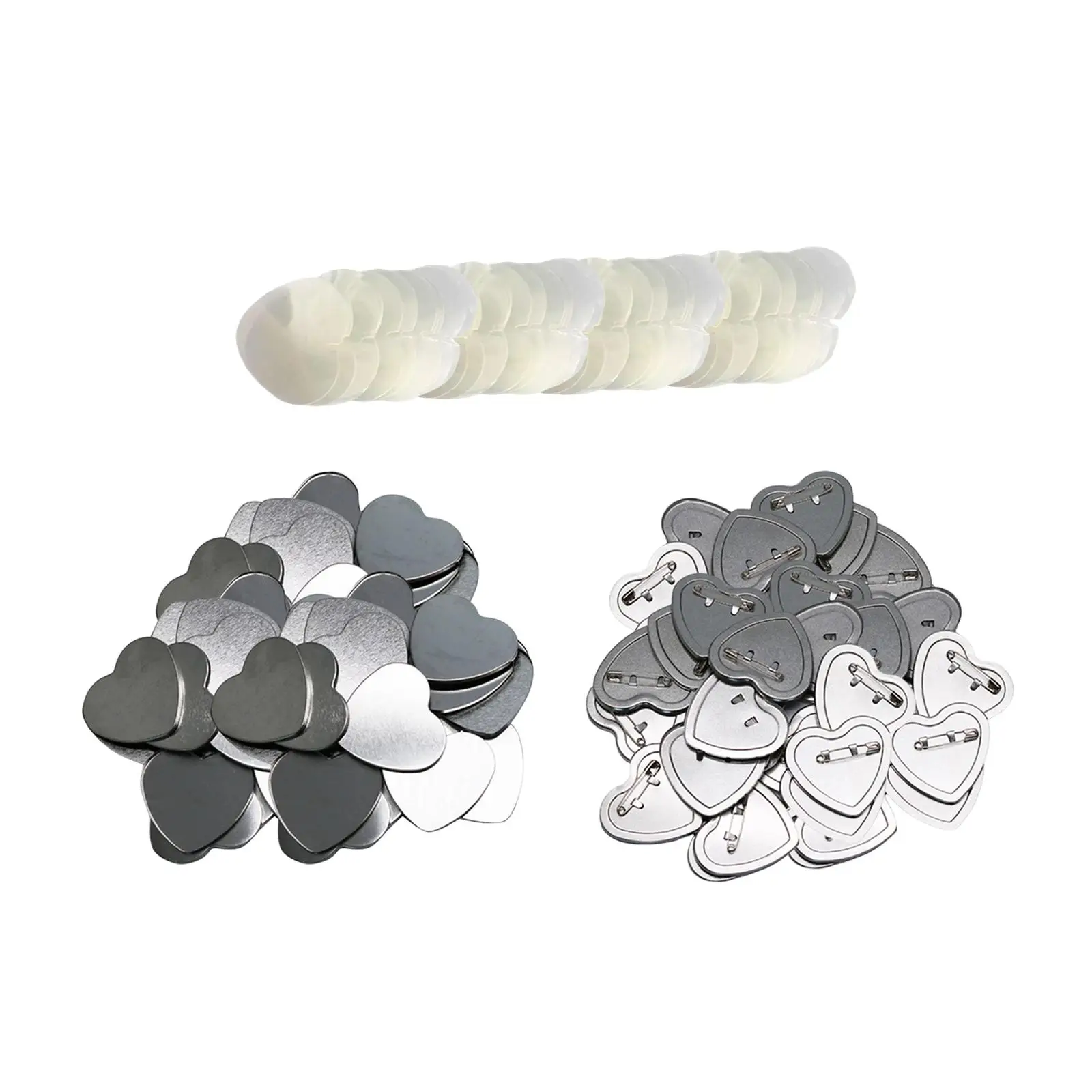 100 Set Blank Button Badges Supplies Heart Shape for badge making Machine DIY Pin Buttons