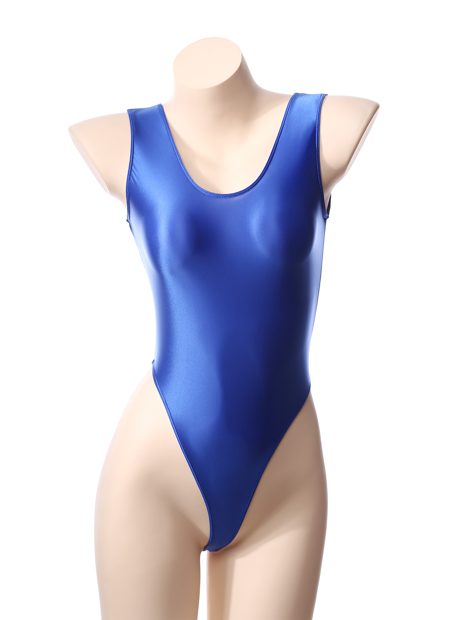 Ölglänzender Damen-Badeanzug, ärmellos, hoch geschnittener Tanga-Body, einteilige Badebekleidung, Yoga, Sport, Fitnessstudio, Fitness, Badeanzug, Kostüm – Detail 11