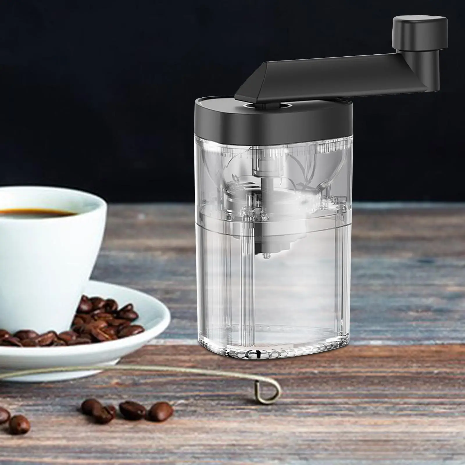 Manual Adjustable Coffee Grinder Clear Tank Easy to Cleaning Espresso Grinder