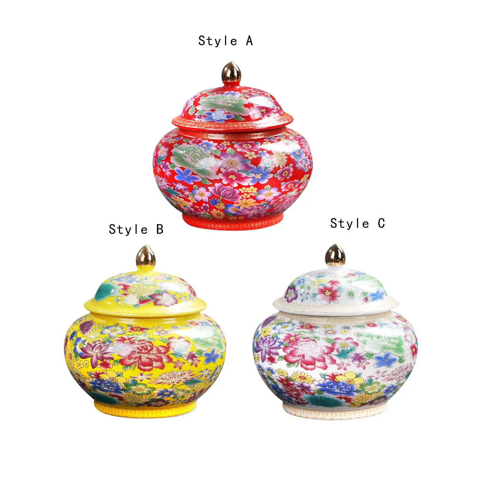 Ceramic Colour Enamel Tea Storage Jar 800ml 14x14cm for Spice Nuts