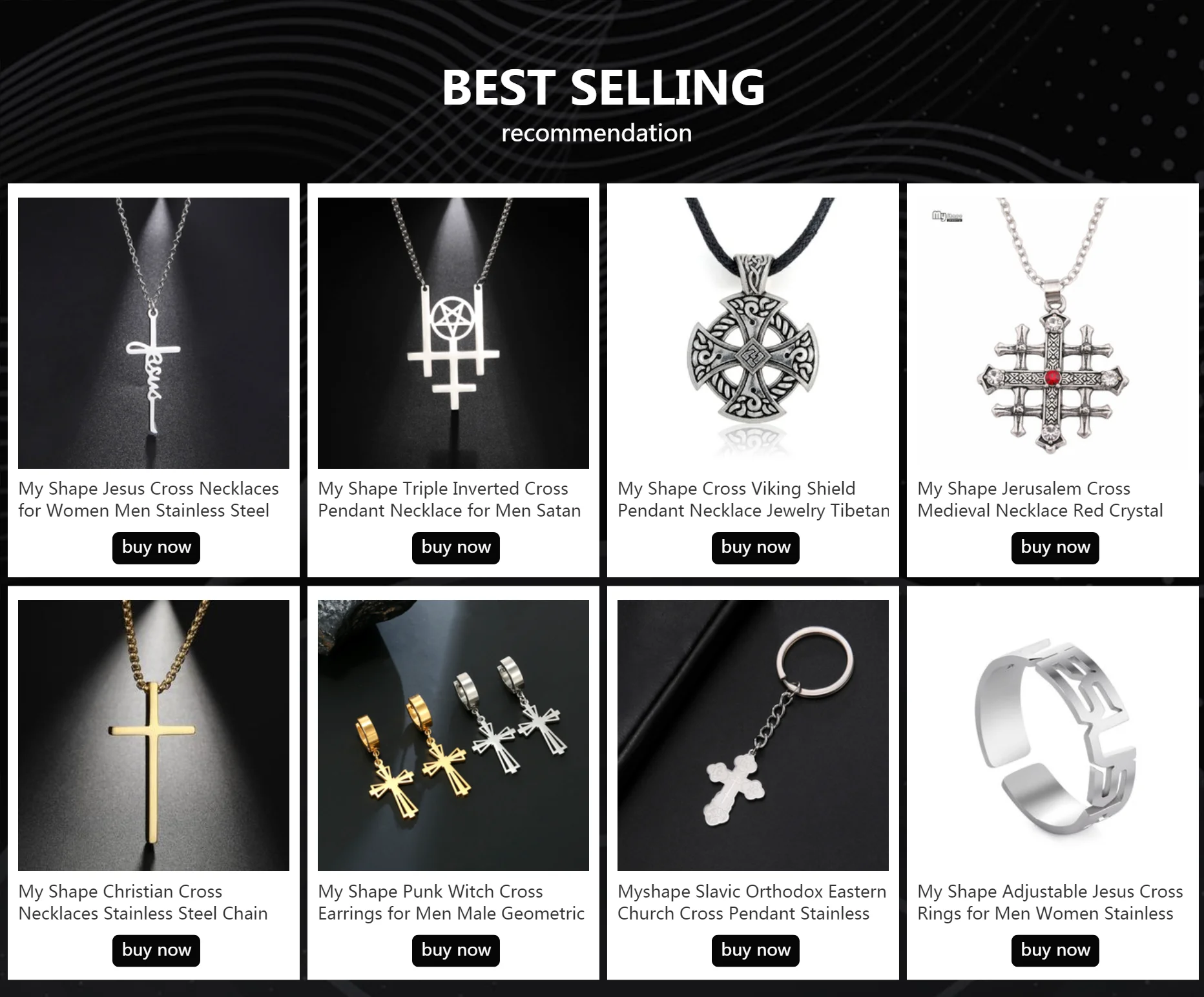 My Shape Jesus Cross Necklaces for Women Men Stainless Steel Pendant Necklace Choker Religious Christian Jewelry Christmas Gift