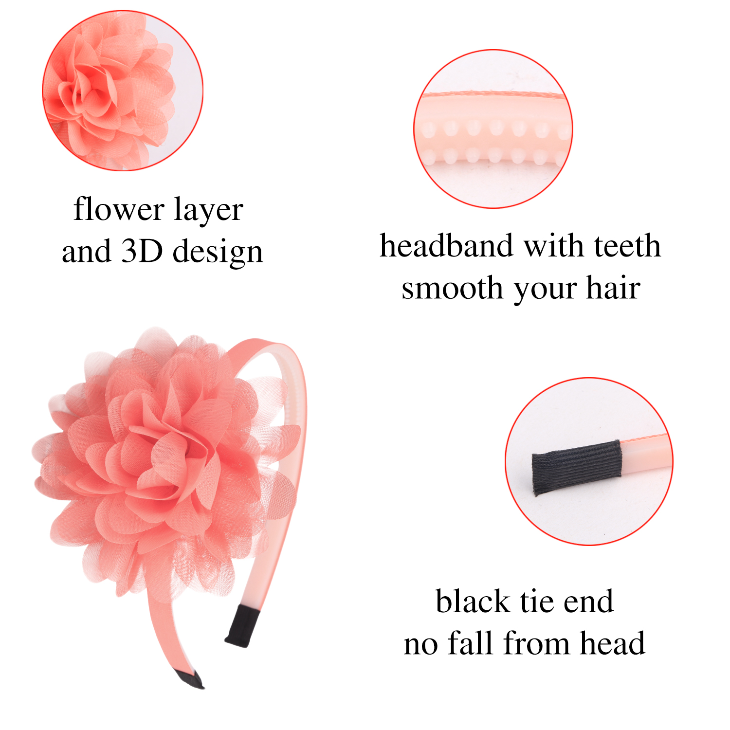 1/15 Stück Chiffon-Blumen-Haarbänder für Kinder und Mädchen, Kunststoff-Haarbänder mit Zähnen, florales Haarband, modisches Haar-Accessoire für Kinder und Mädchen – Detail 2