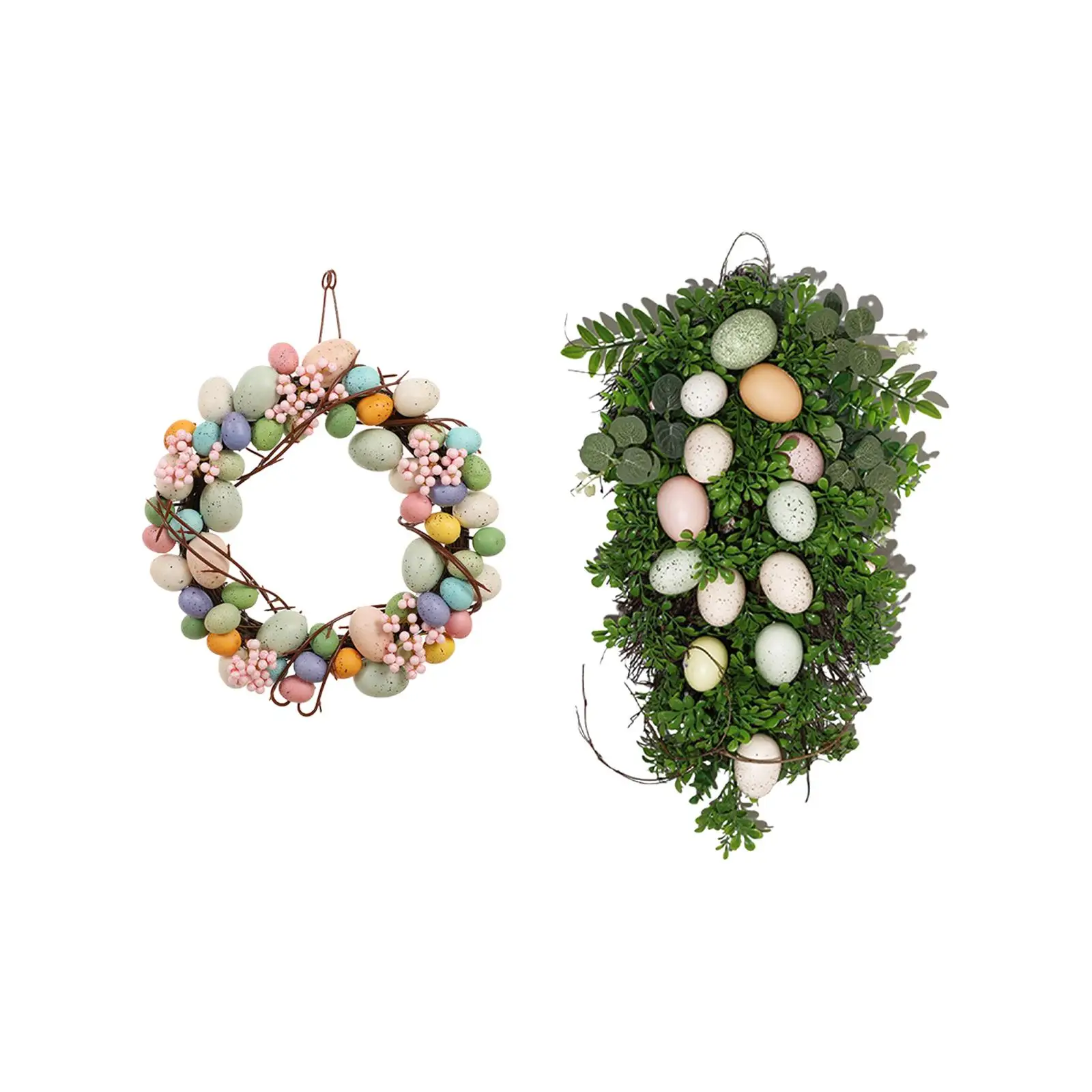Easter wreath with colorful eggs handmade artificial artificial for holiday