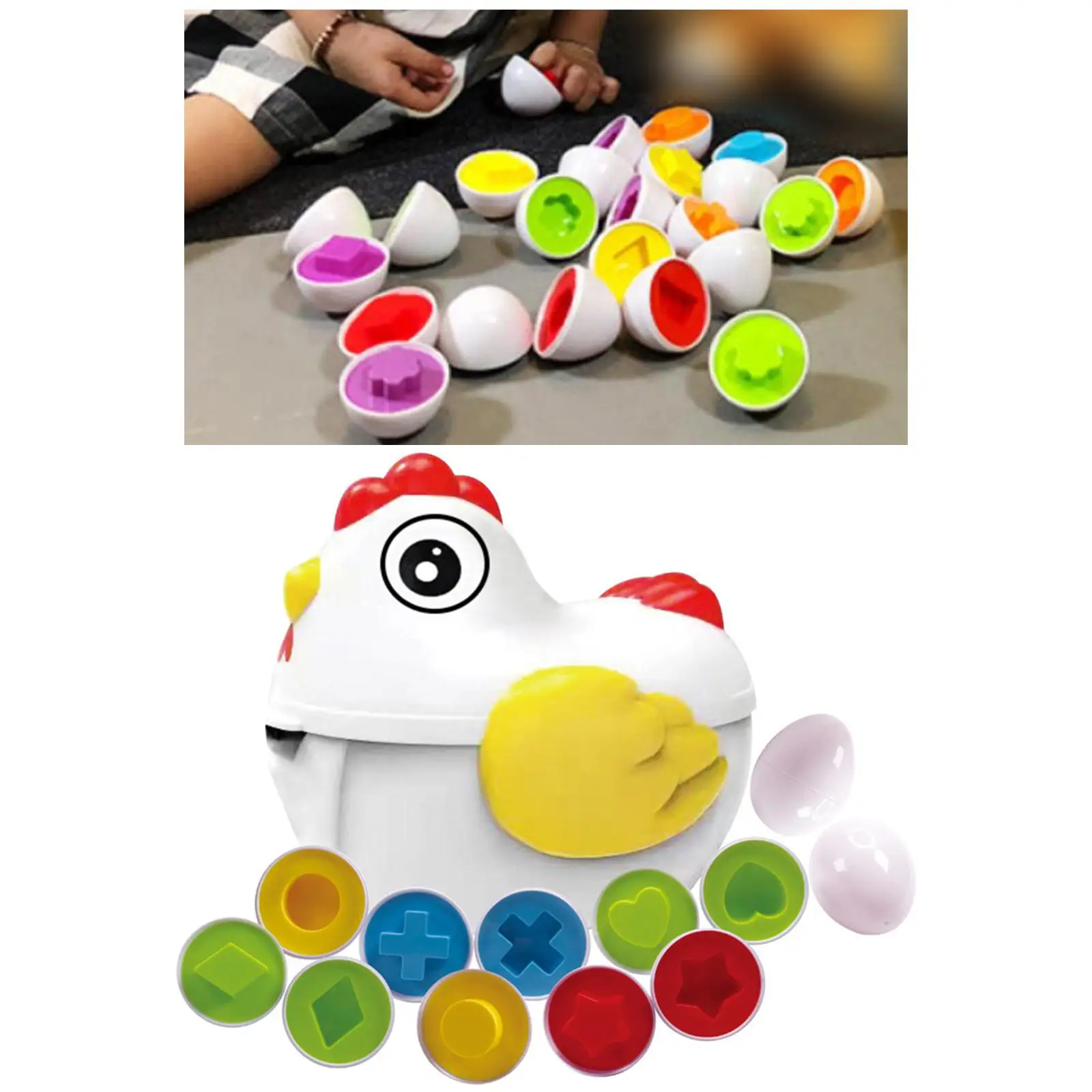 12 Pieces Matching Eggs Toy Chicken Toddler Toys for Puzzle Game Age 1 2 3 4 Year Old