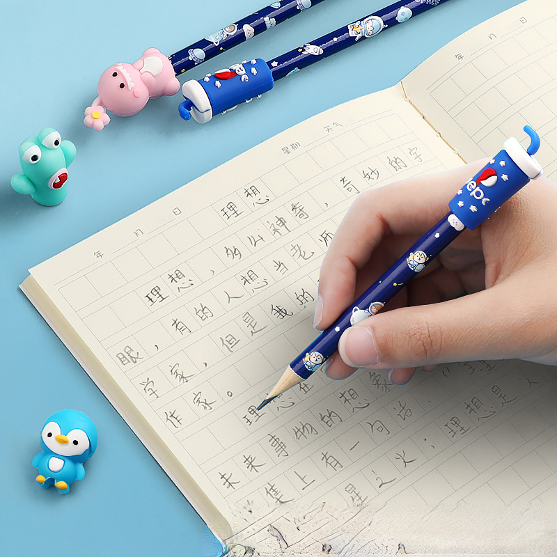 5/6 stücke Nette Bleistift Kappe Silikon Touch Pen Abdeckung Kawaii Bleistift Extender Koreanische Schreibwaren Kinder Geschenke Schule Bürobedarf – Detail 3