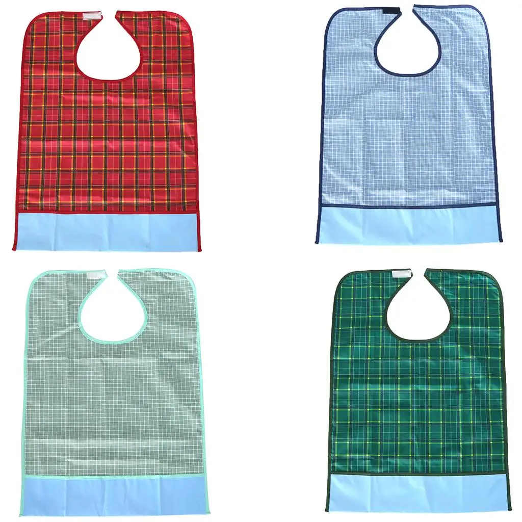 4 Colors Waterproof Bib Adult Mealtime Cloth Protector Patient Disability Aid Apron