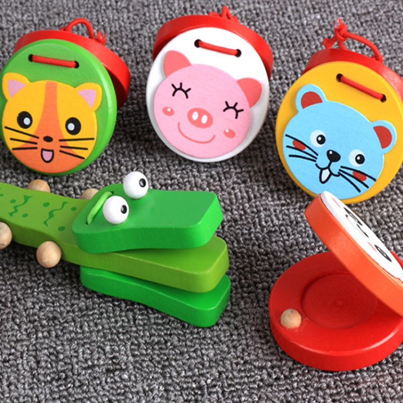 Description Picture 4 of itemCrocodile Shape Wood Castanet Baby Musical Instrument Cartoon Child Musical Educational Rattle Gift Montessori Educational Toys