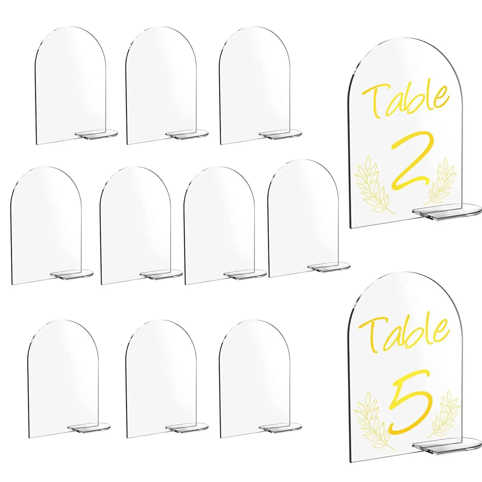 10Pcs Acrylic Place Cards with Stand Arched Acrylic Plates Signs for Banquet