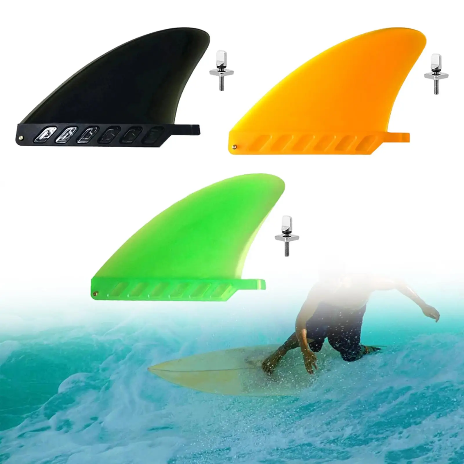 Surfboard Fins Soft Top Single Center Fins Detachable Easy to Install Surf Fin Screws Center Fins for Beach Summer Water Sports