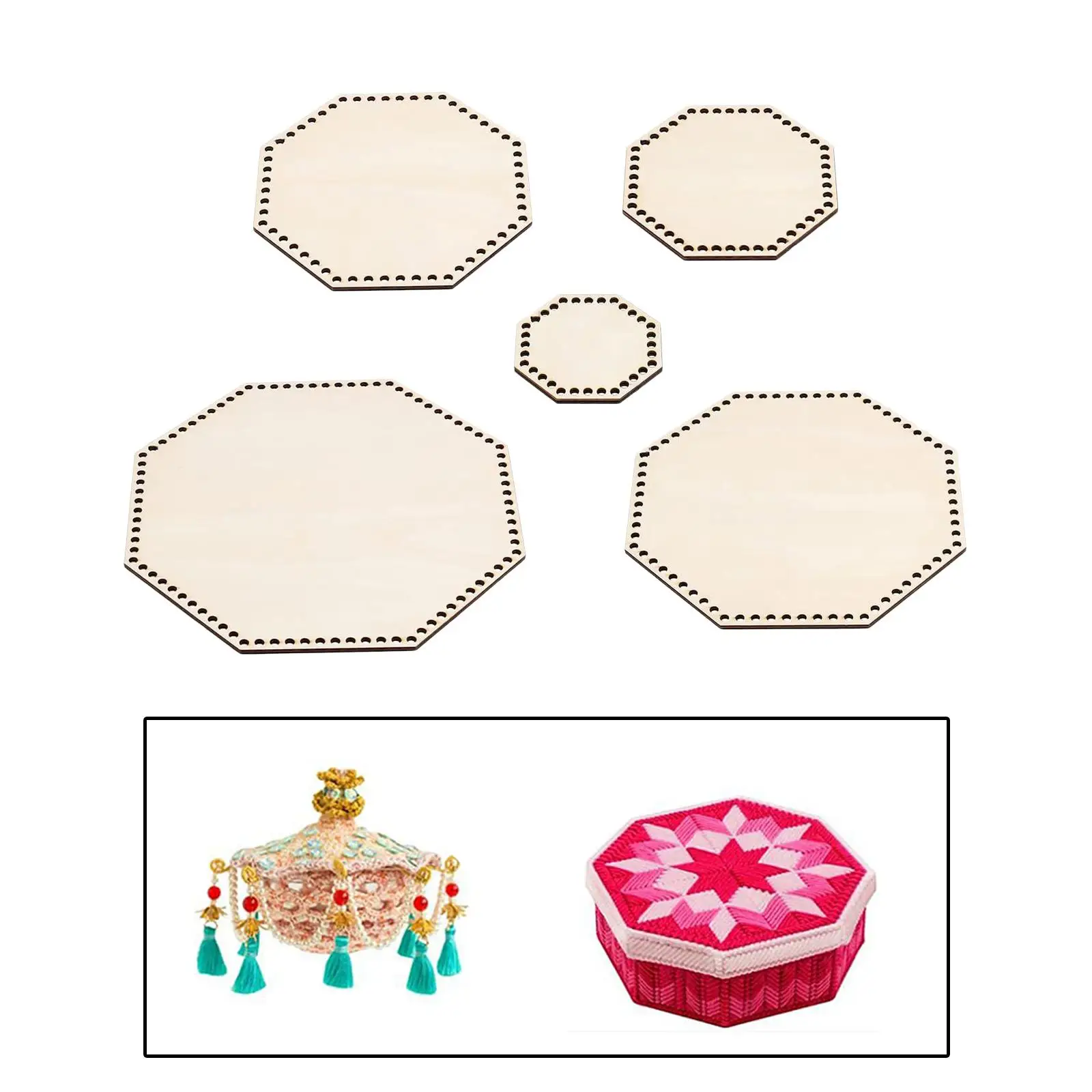 5Pcs Octagon Crochet Basket bottoms Shaper Wooden Multifunctional Practical Blank Sturdy Accessories for DIY Baskets Bags Purse