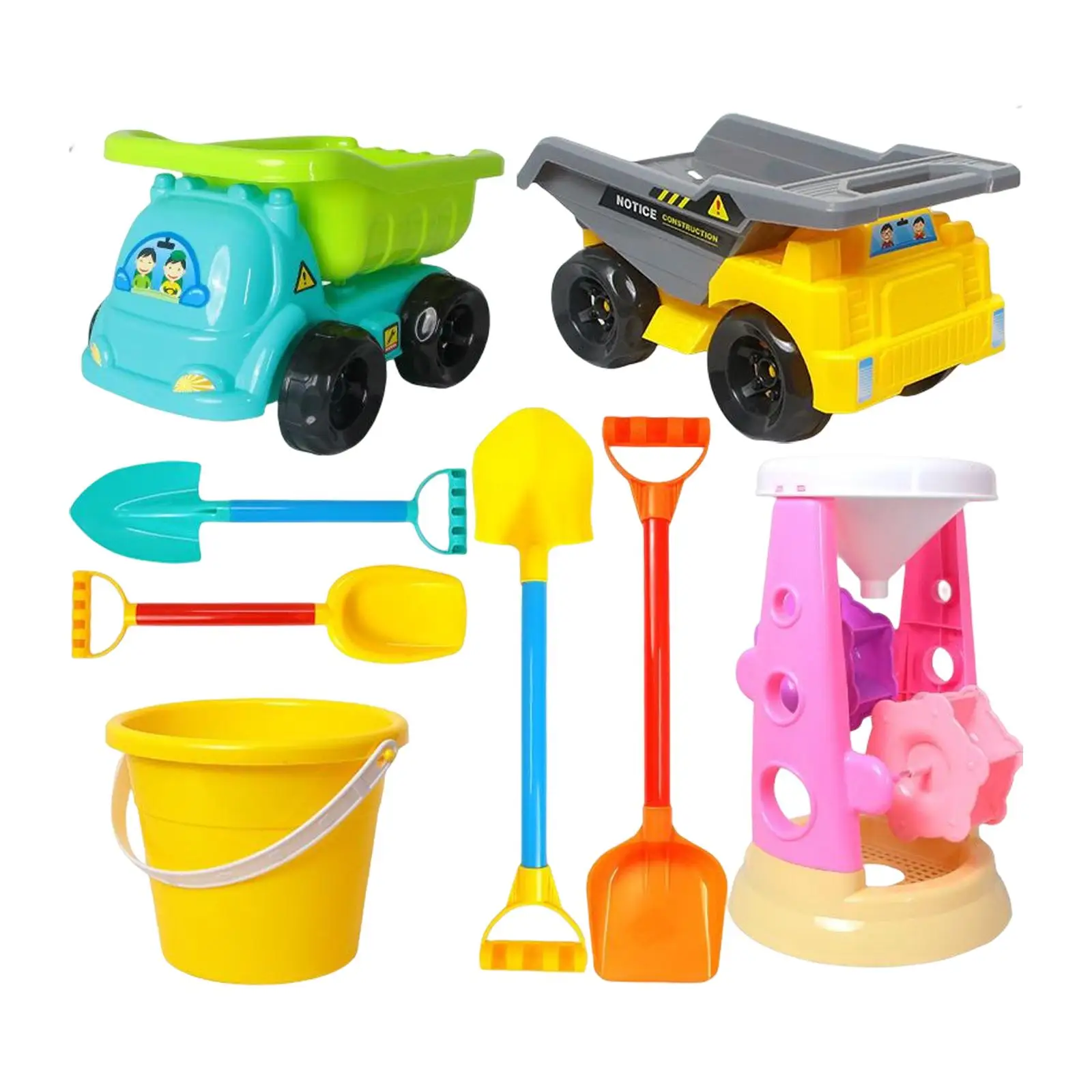 8Pcs Sand Beach Toys Kids Playset with Bucket Play Fun Car Toys Sand Toys Bath Toys for Games Summer Beach Birthday Gifts