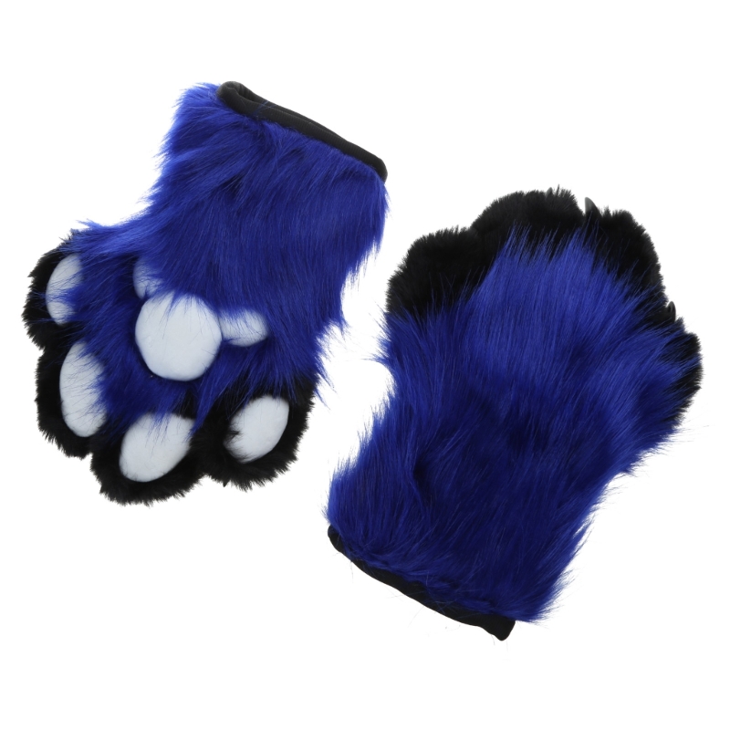 Wolf Dog Foxes Paw Claw Gloves Costume Accessories Cosplays Animal Furry Plush Full Finger Mittens Fursuit for Adults
